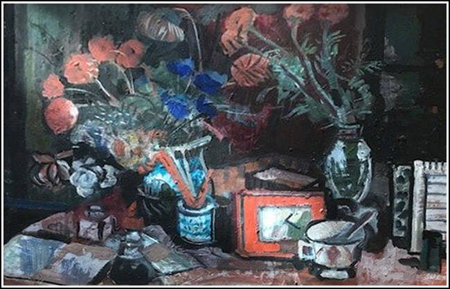 SU026 Csendélet [kék virágokkal]